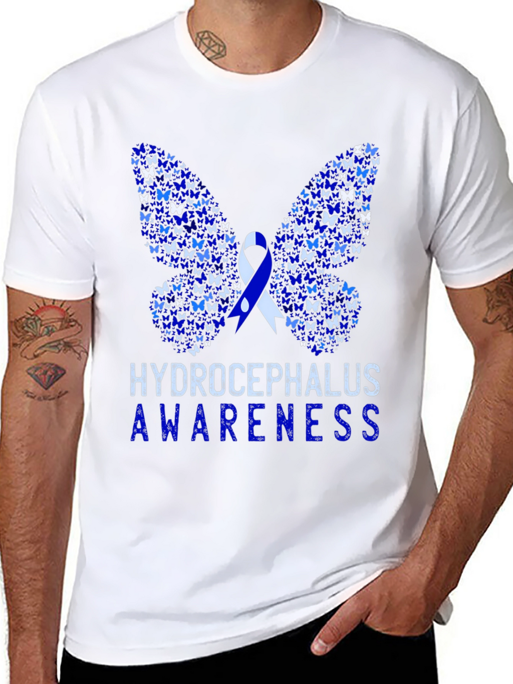 Hydrocephalus Awareness Butterfly Ribbon T-Shirt