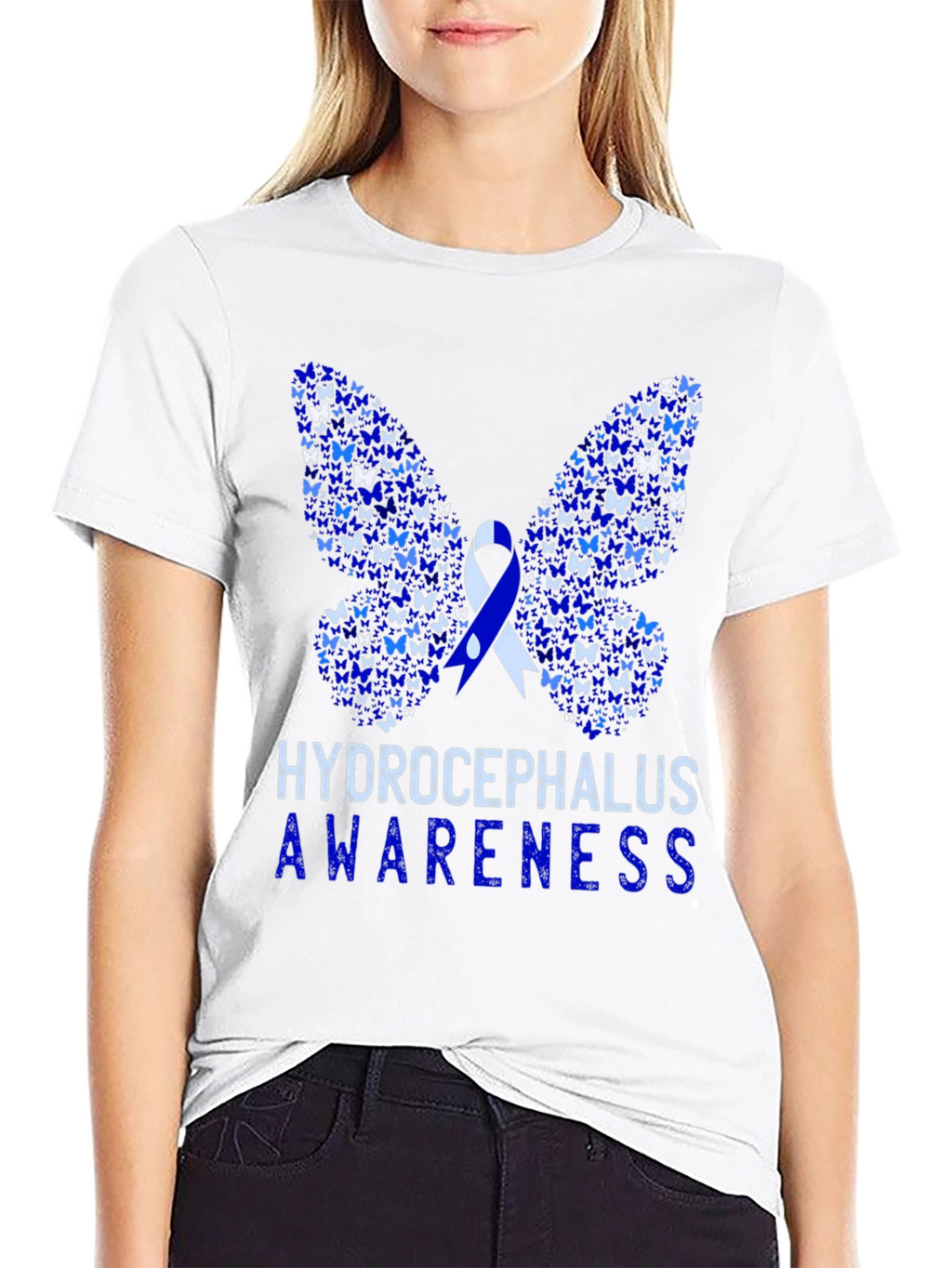 Hydrocephalus Awareness Butterfly Ribbon T-Shirt