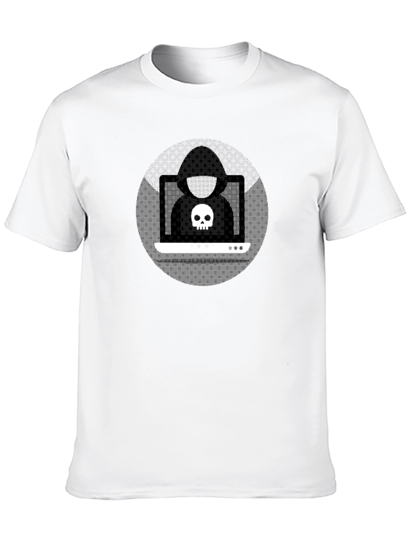 Hacker Skull Graphic Black T-Shirt