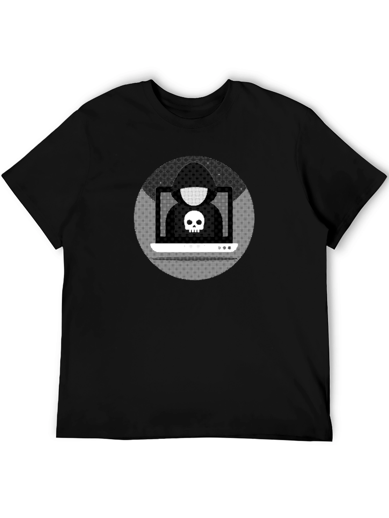 Hacker Skull Graphic Black T-Shirt