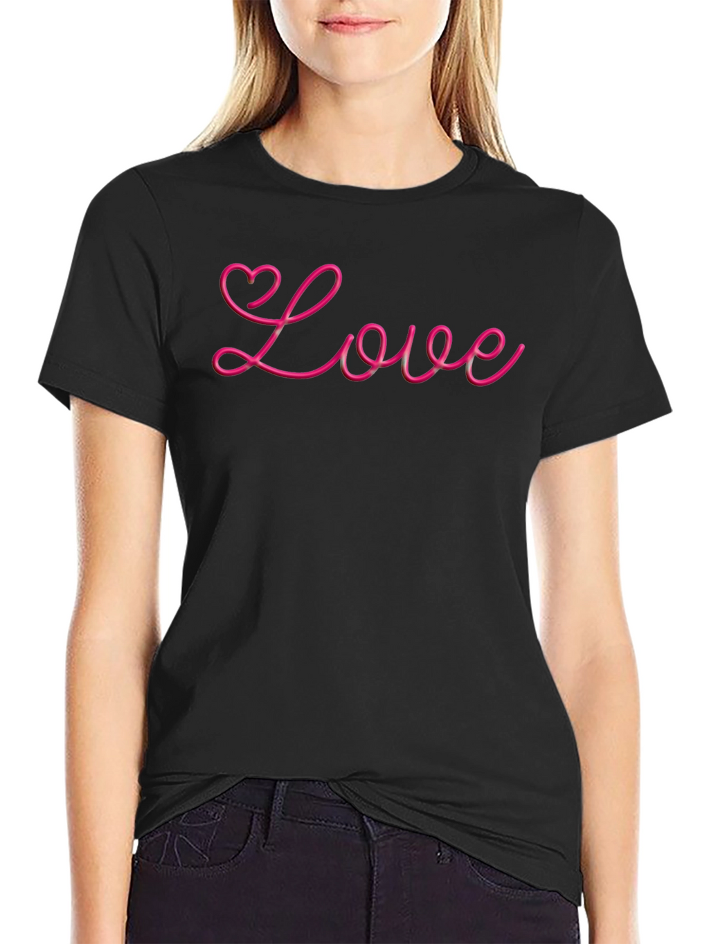 Love Heart Graphic Tee - Stylish Black T-Shirt