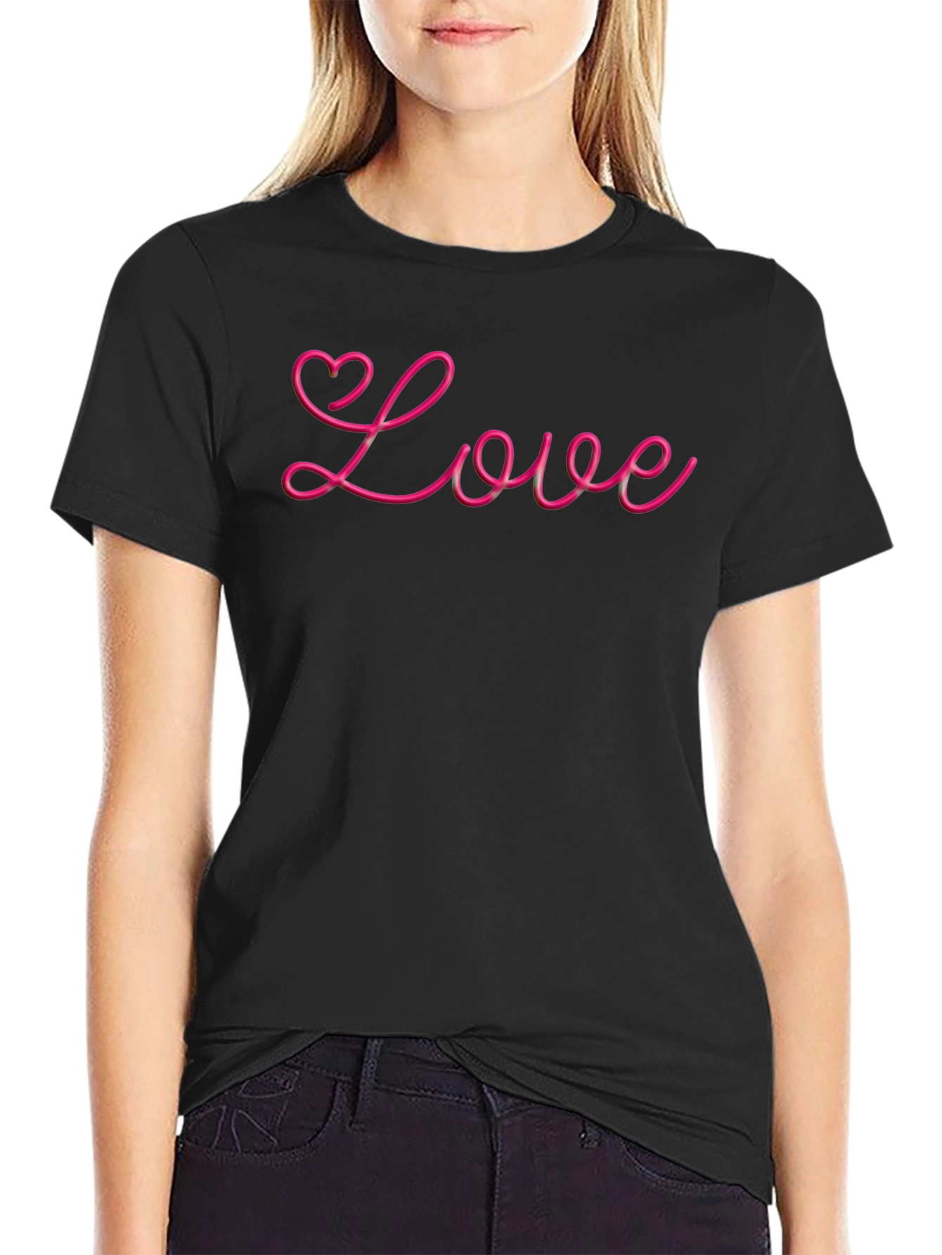 Love Heart Graphic Tee - Stylish Black T-Shirt