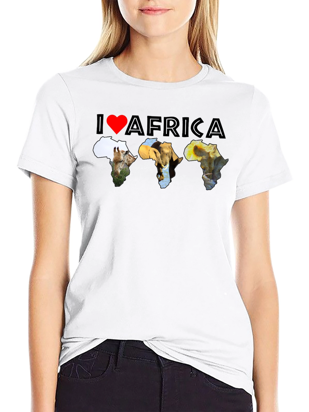 I Love Africa T-Shirt - Wildlife Silhouette Design