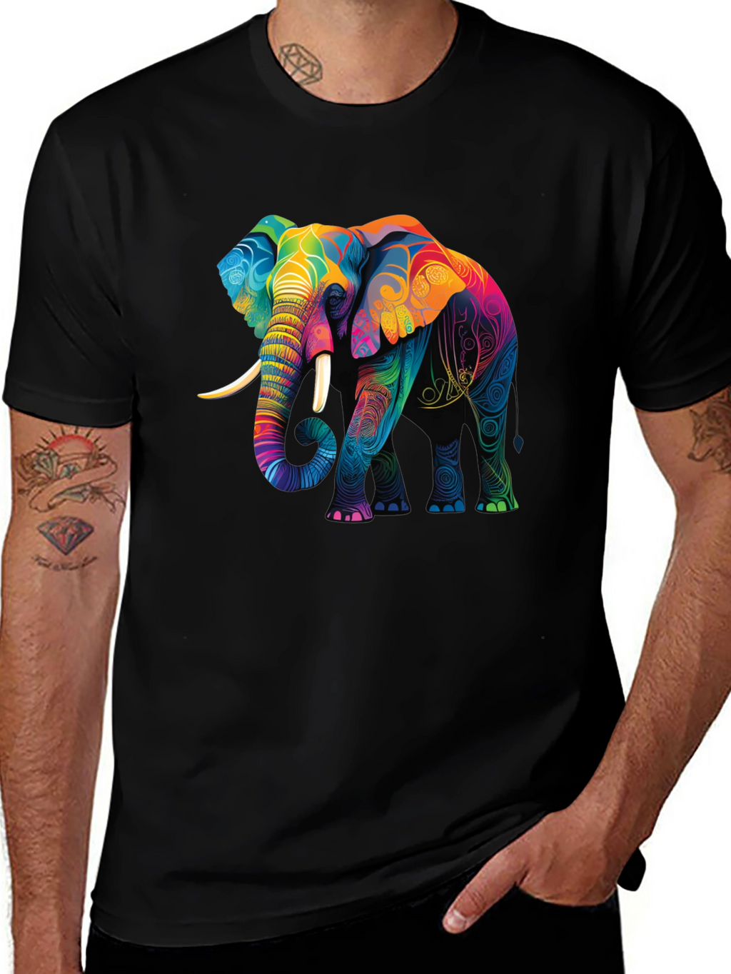 Vibrant Elephant Graphic T-Shirt