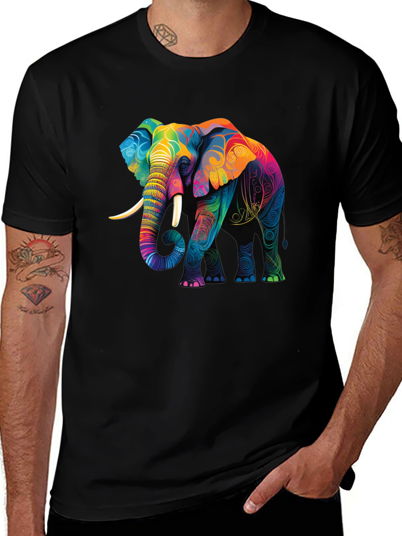 Vibrant Elephant Graphic T-Shirt