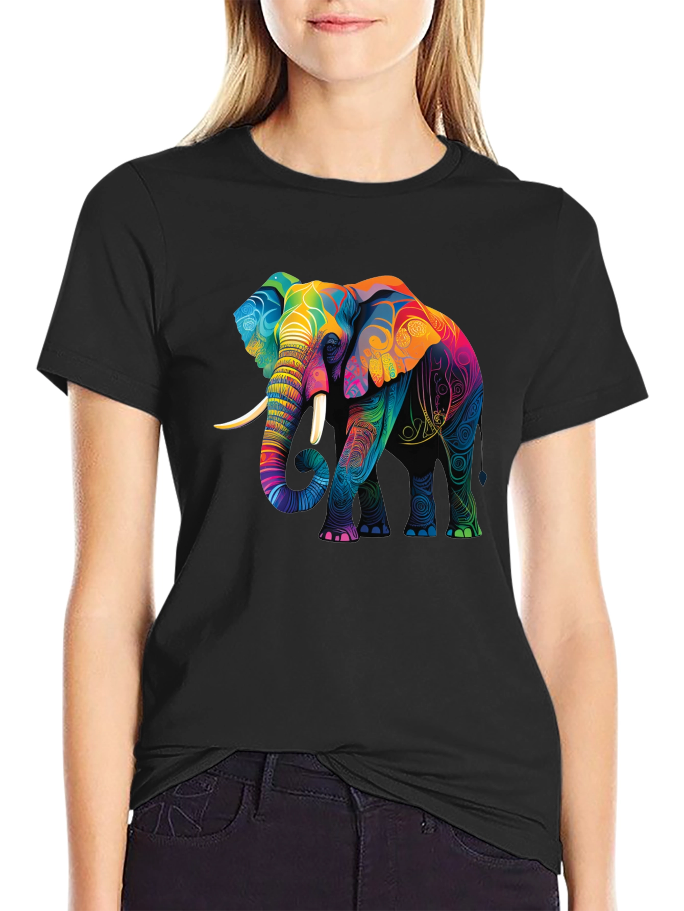 Vibrant Elephant Graphic T-Shirt