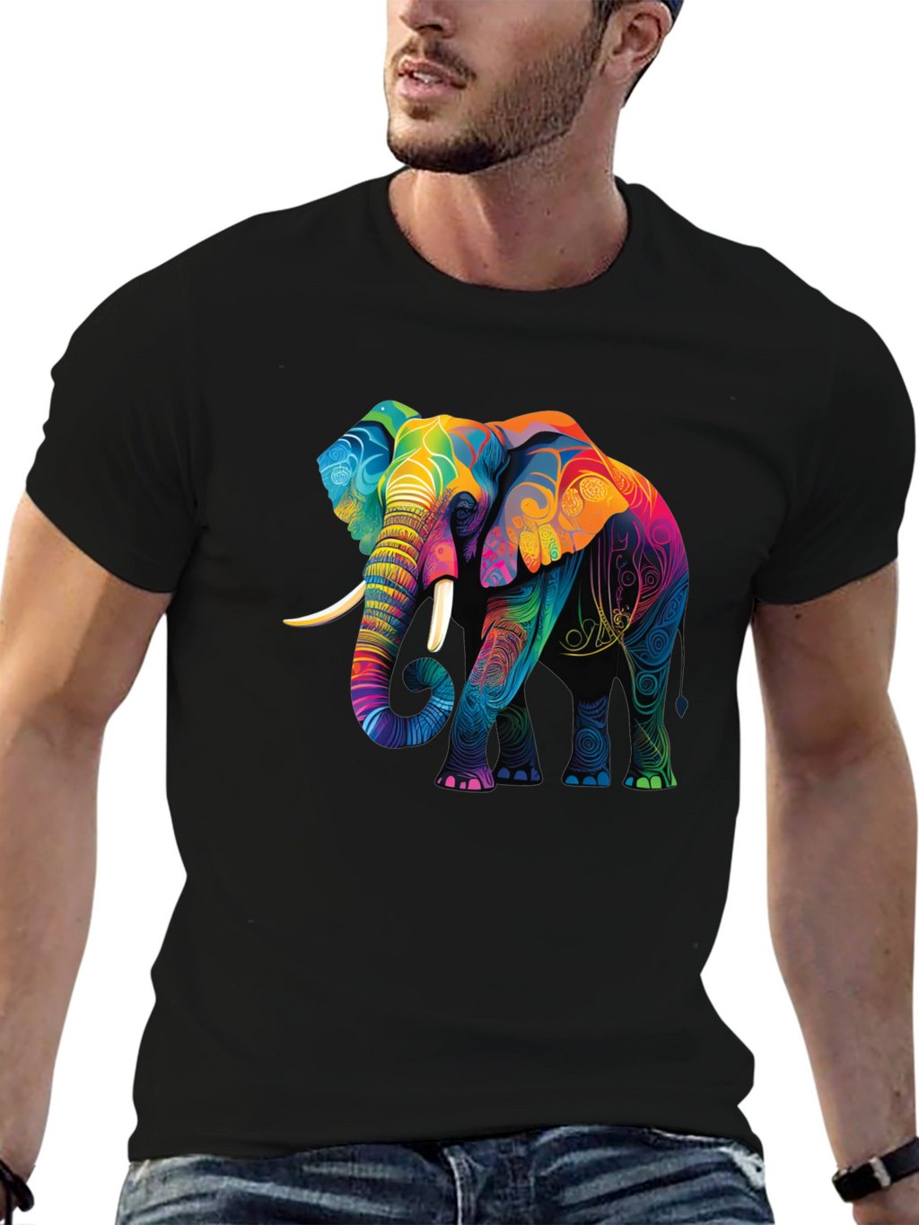 Vibrant Elephant Graphic T-Shirt
