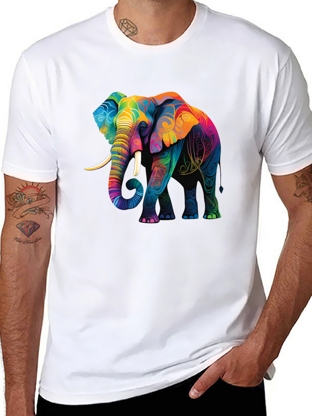 Vibrant Elephant Graphic T-Shirt
