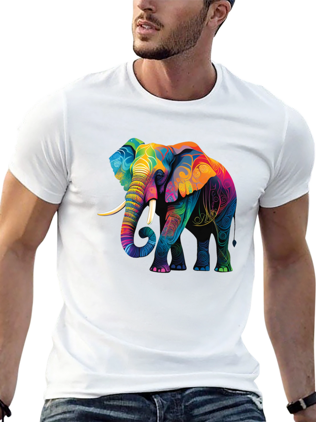 Vibrant Elephant Graphic T-Shirt