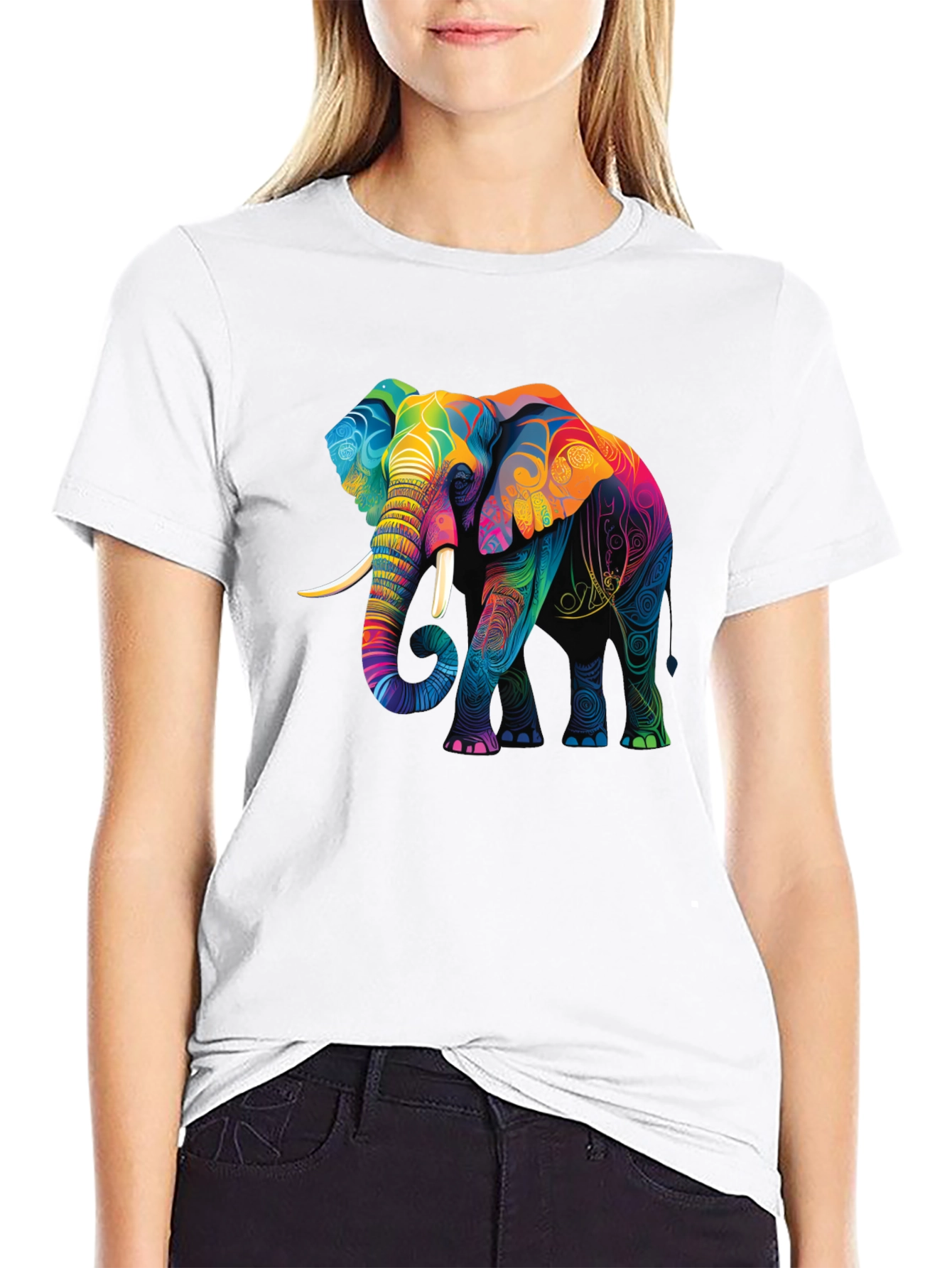 Vibrant Elephant Graphic T-Shirt