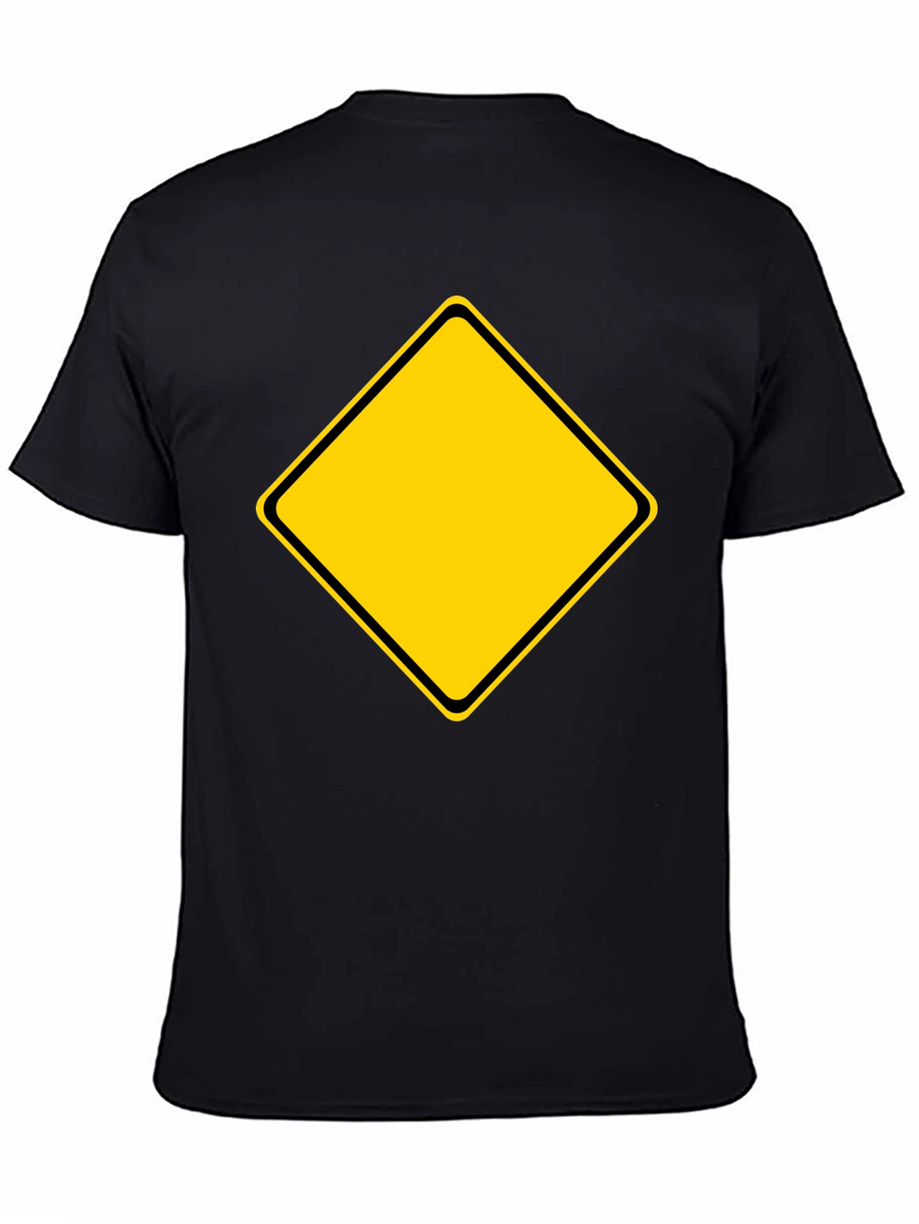 Warning Sign Graphic Tee - Black Cotton Blend Shirt