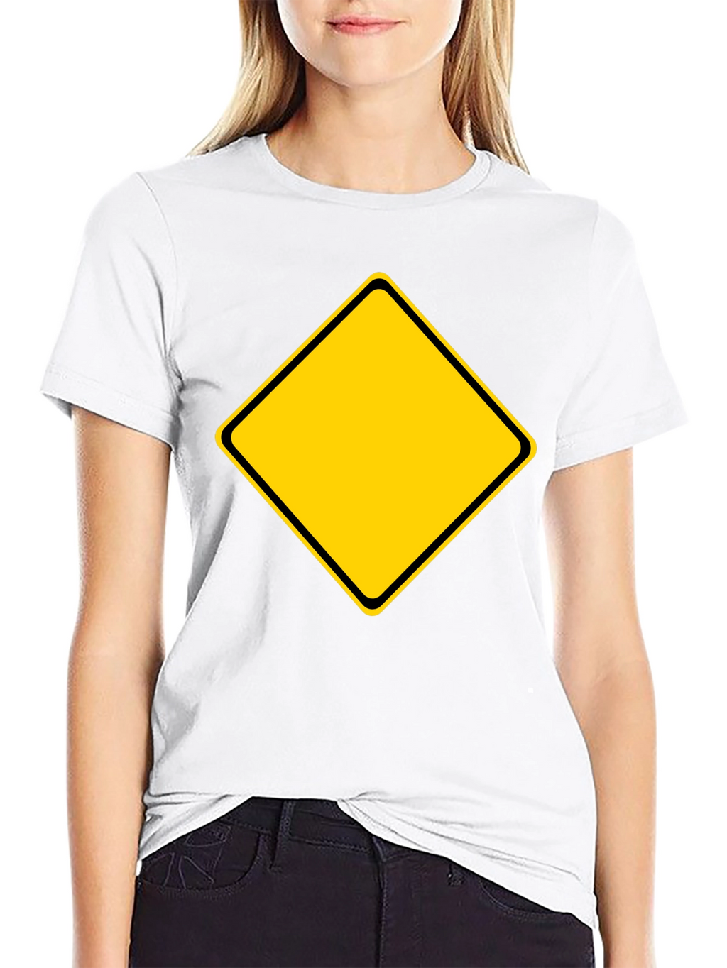 Warning Sign Graphic Tee - Black Cotton Blend Shirt