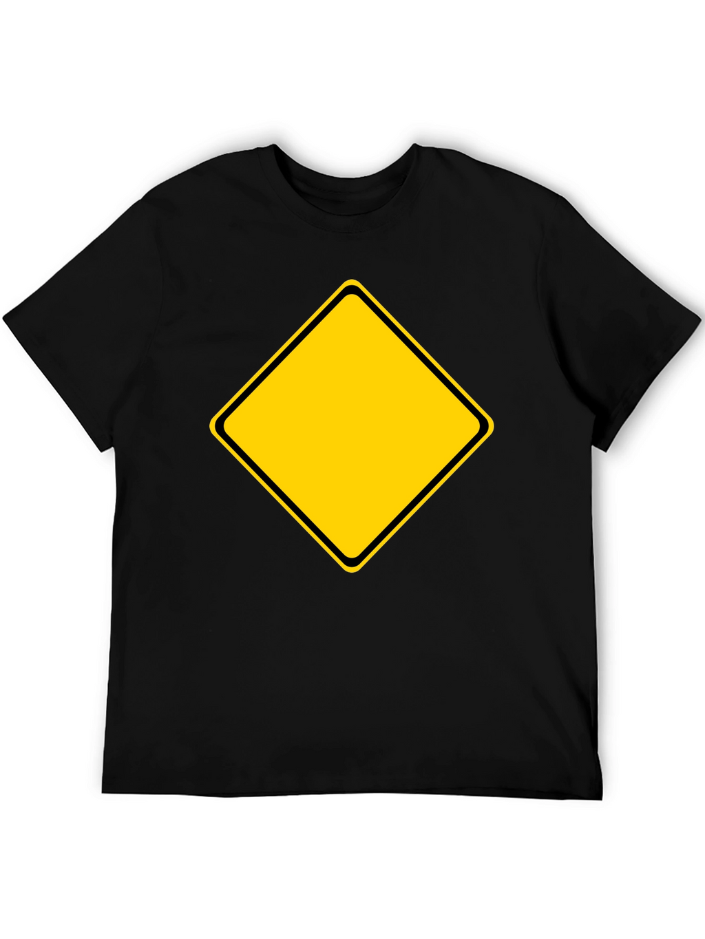 Warning Sign Graphic Tee - Black Cotton Blend Shirt