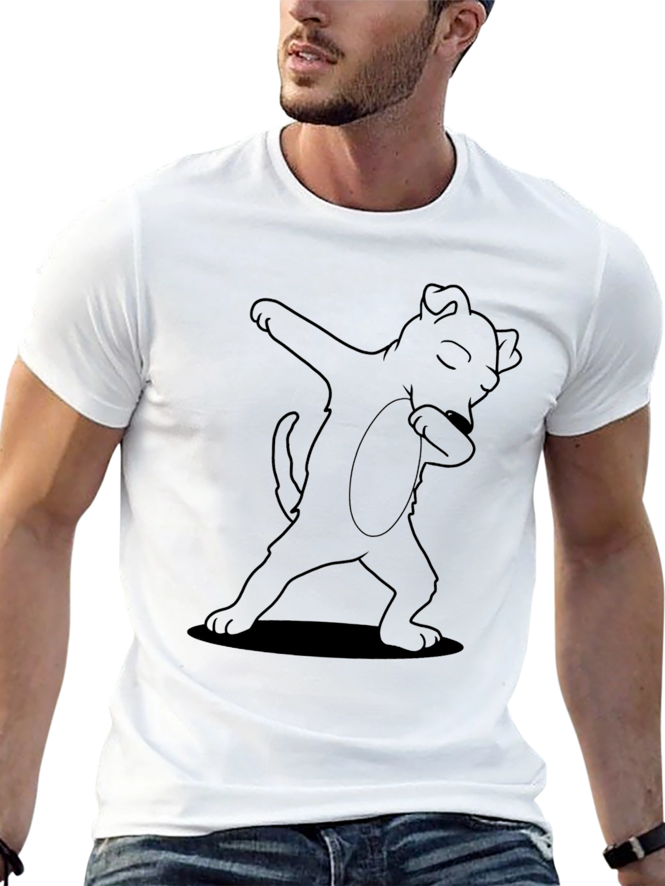 Dabbing Dog Graphic Tee - Black Cotton T-Shirt