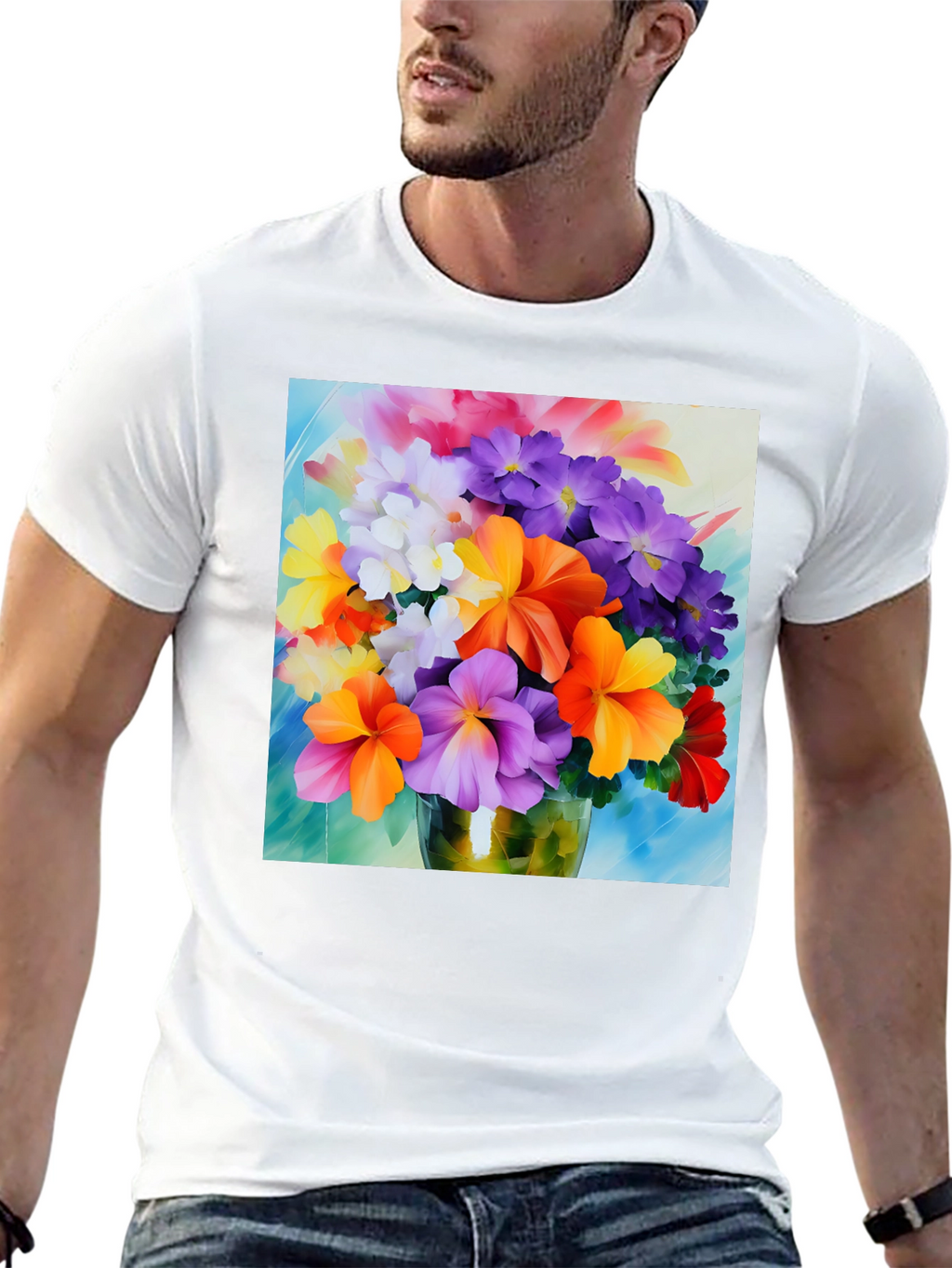 Floral Bouquet Graphic Tee - Vibrant Flower Design