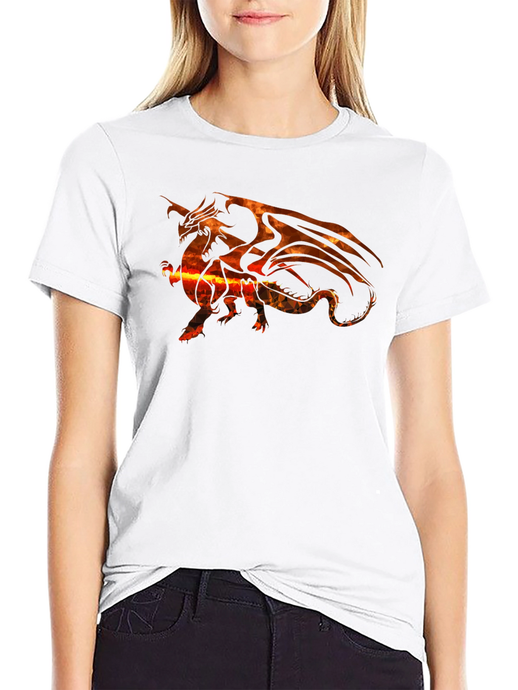 Fiery Dragon Graphic T-Shirt - Black Cotton Tee