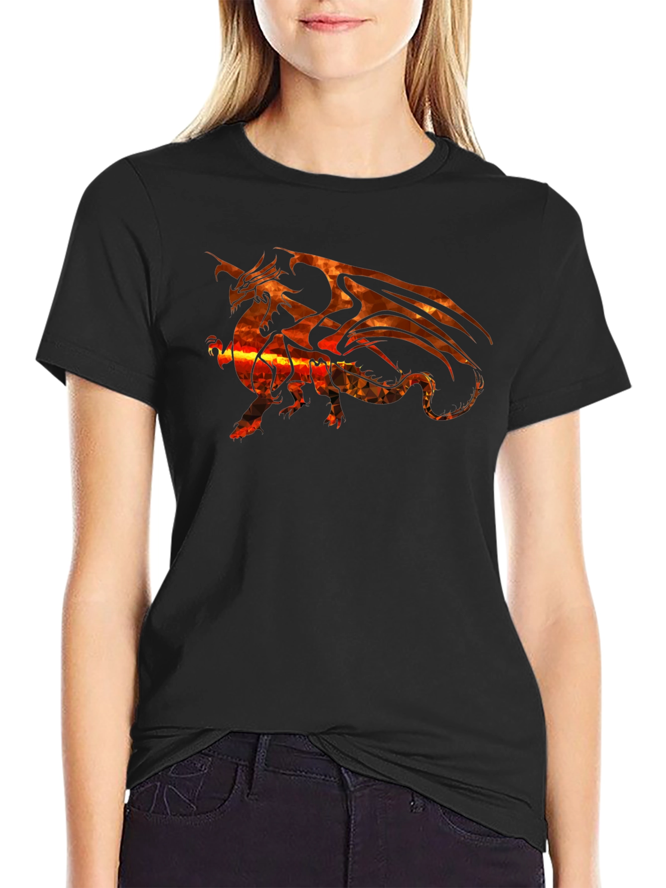 Fiery Dragon Graphic T-Shirt - Black Cotton Tee