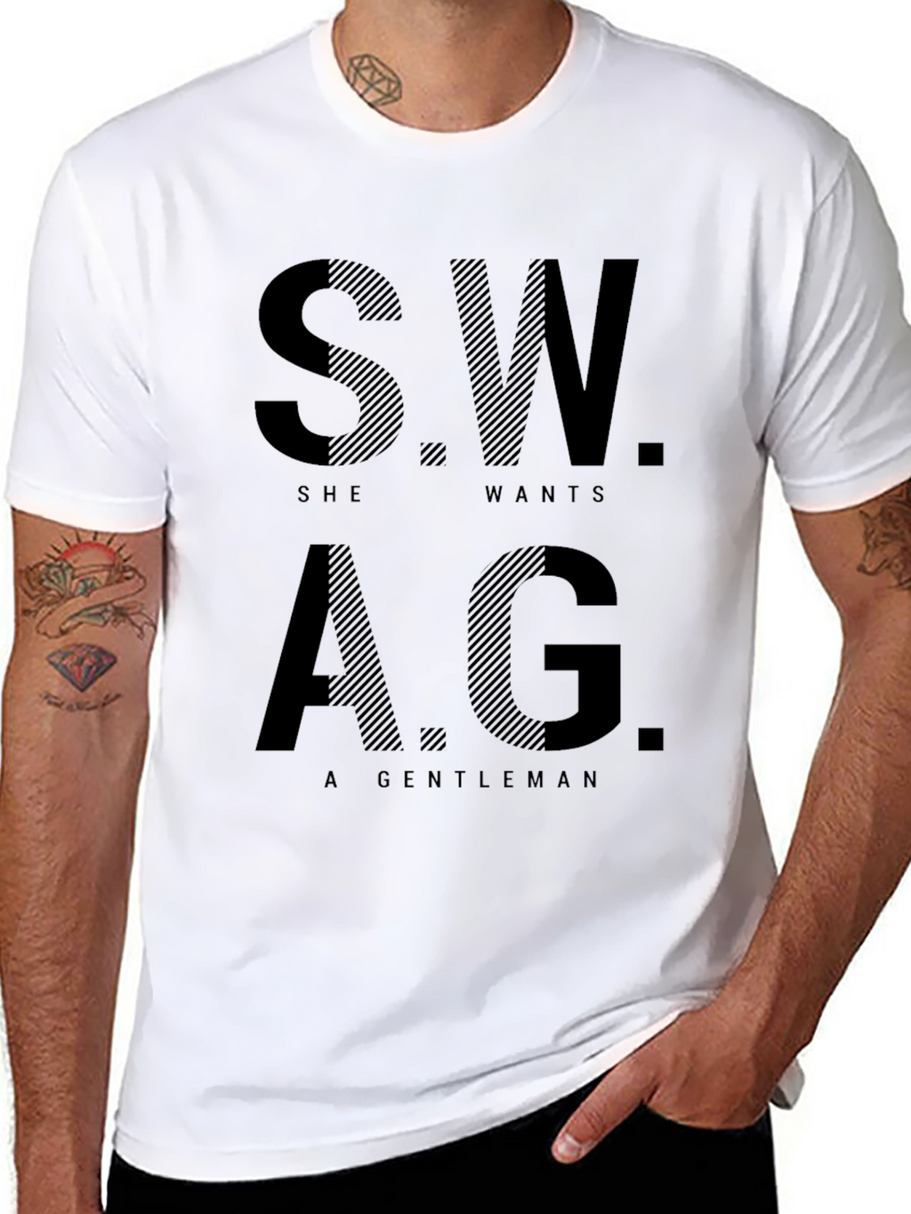 Swag Gentleman Black Graphic Print T-Shirt