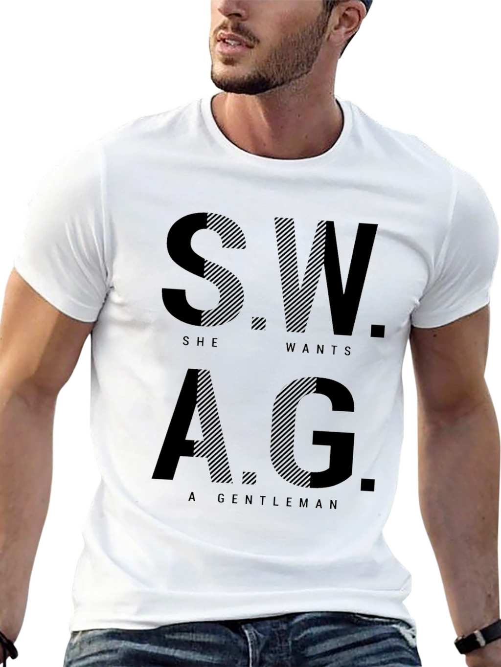 Swag Gentleman Black Graphic Print T-Shirt