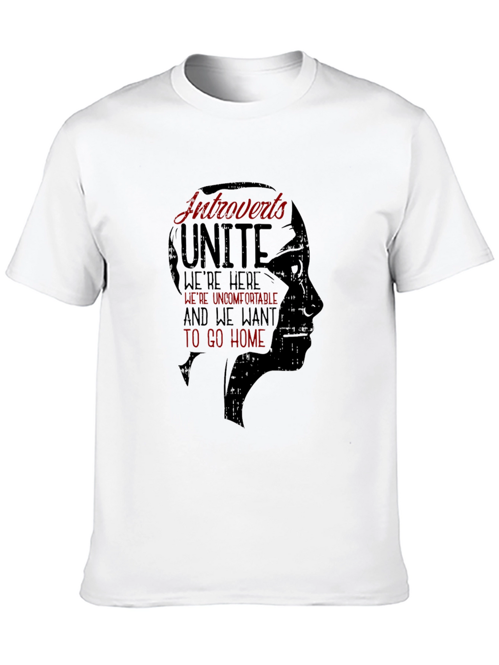 Introverts Unite Graphic Tee - Black Crew Neck T-Shirt