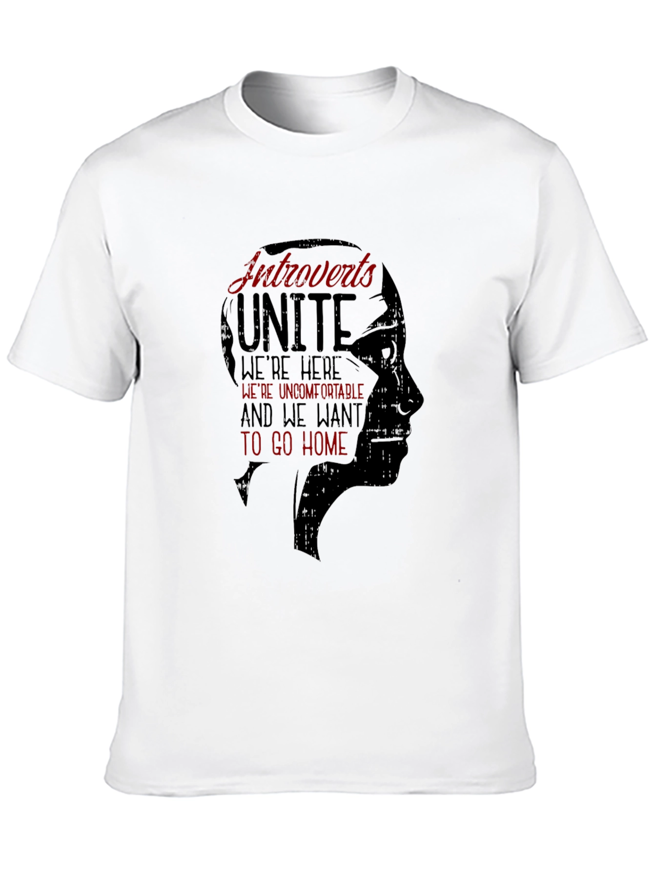 Introverts Unite Graphic Tee - Black Crew Neck T-Shirt
