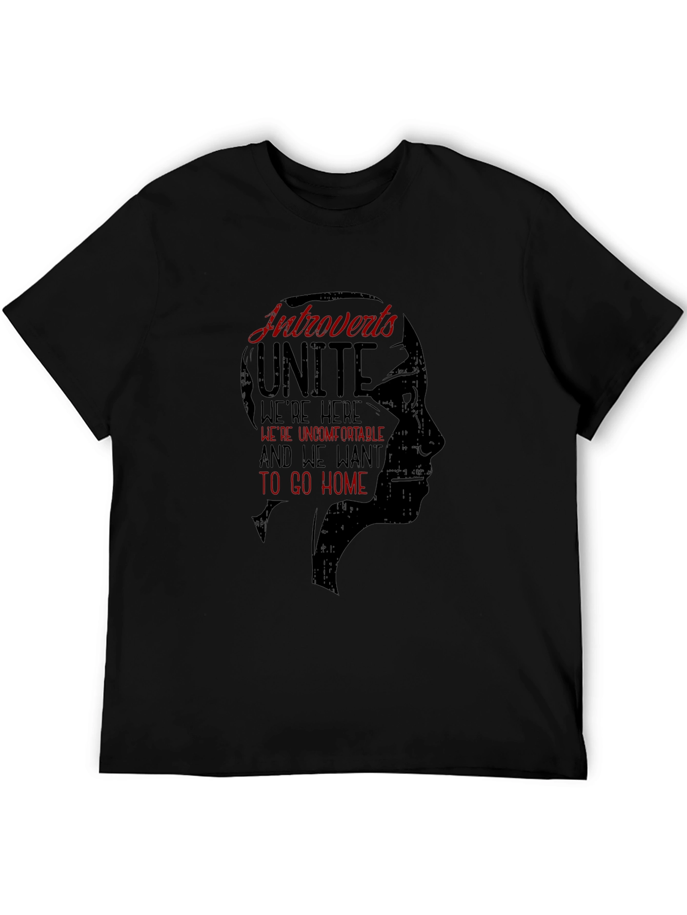 Introverts Unite Graphic Tee - Black Crew Neck T-Shirt