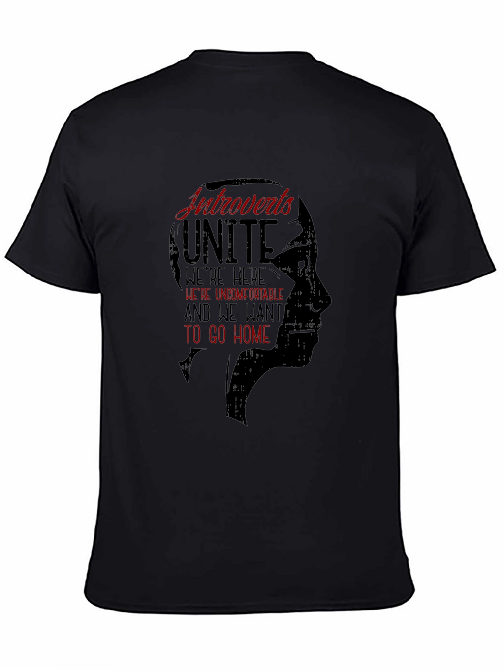 Introverts Unite Graphic Tee - Black Crew Neck T-Shirt