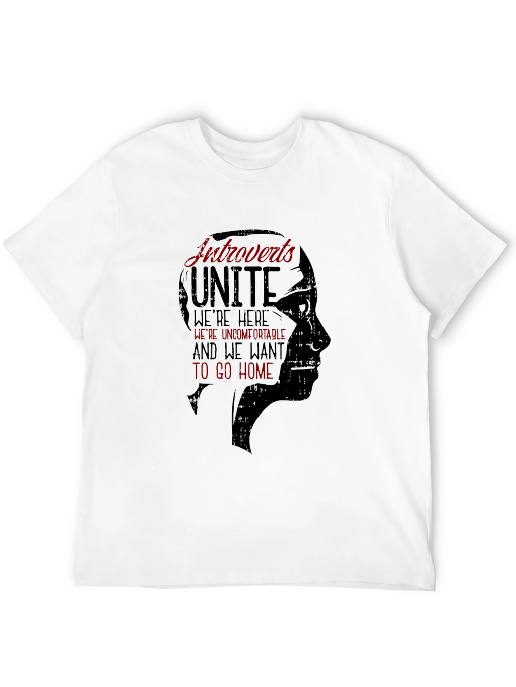 Introverts Unite Graphic Tee - Black Crew Neck T-Shirt