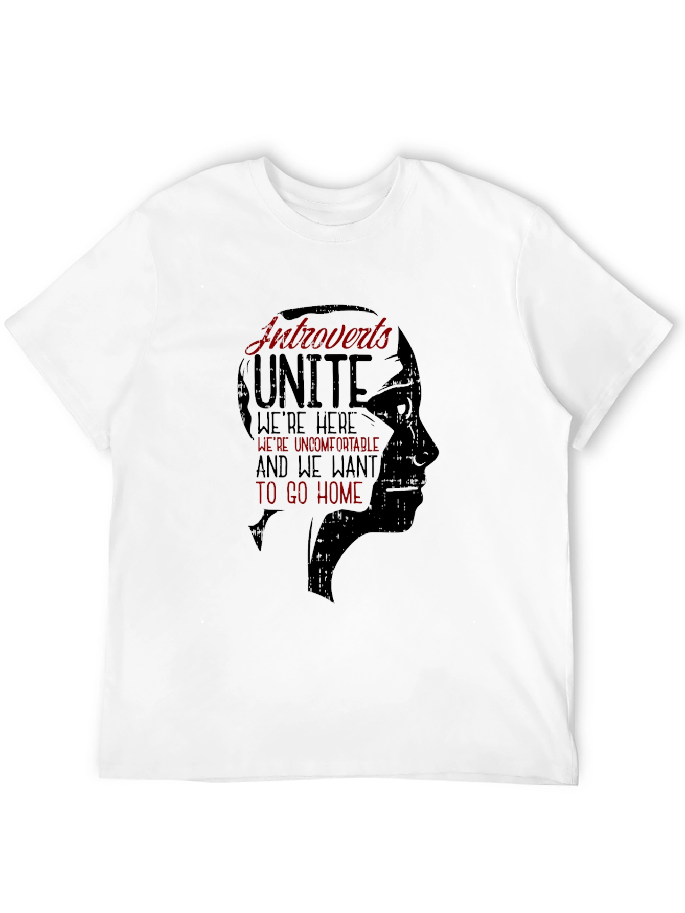 Introverts Unite Graphic Tee - Black Crew Neck T-Shirt