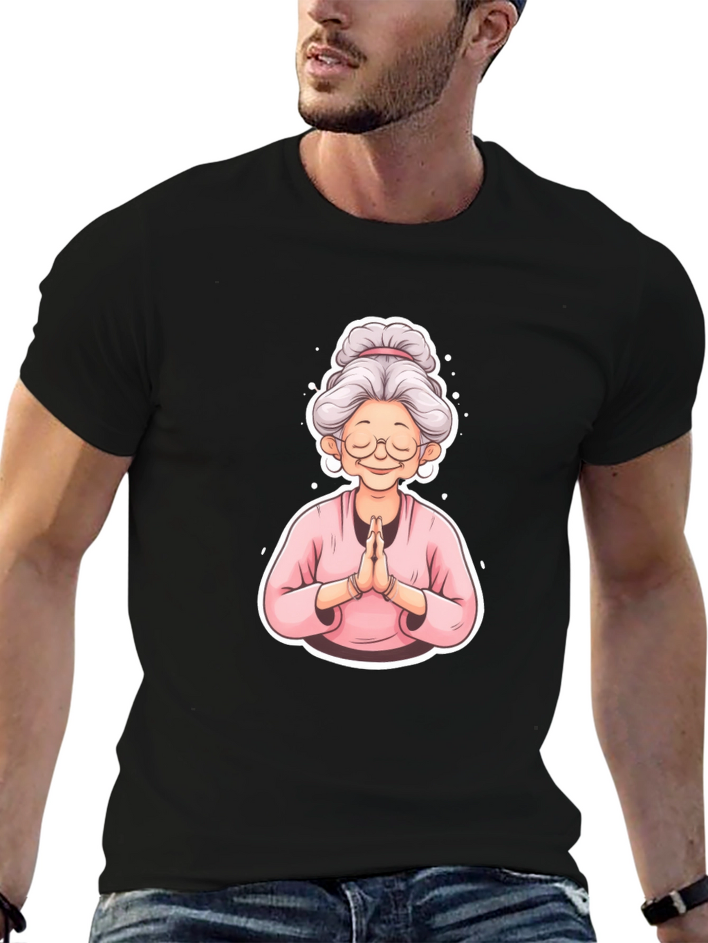 Namaste Grandma Black T-Shirt