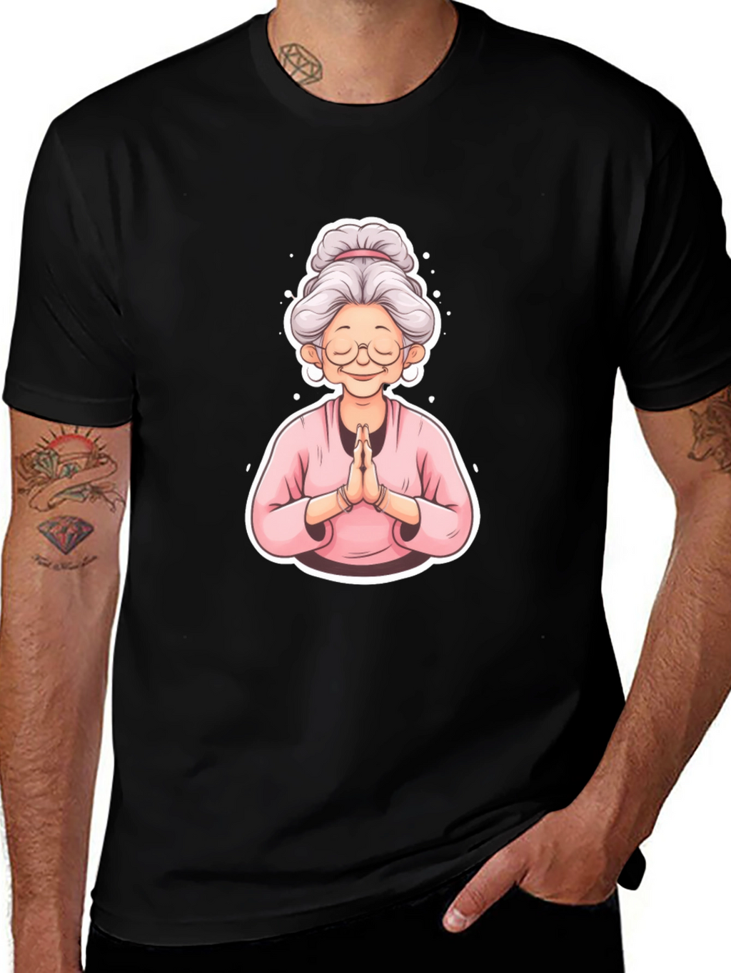 Namaste Grandma Black T-Shirt