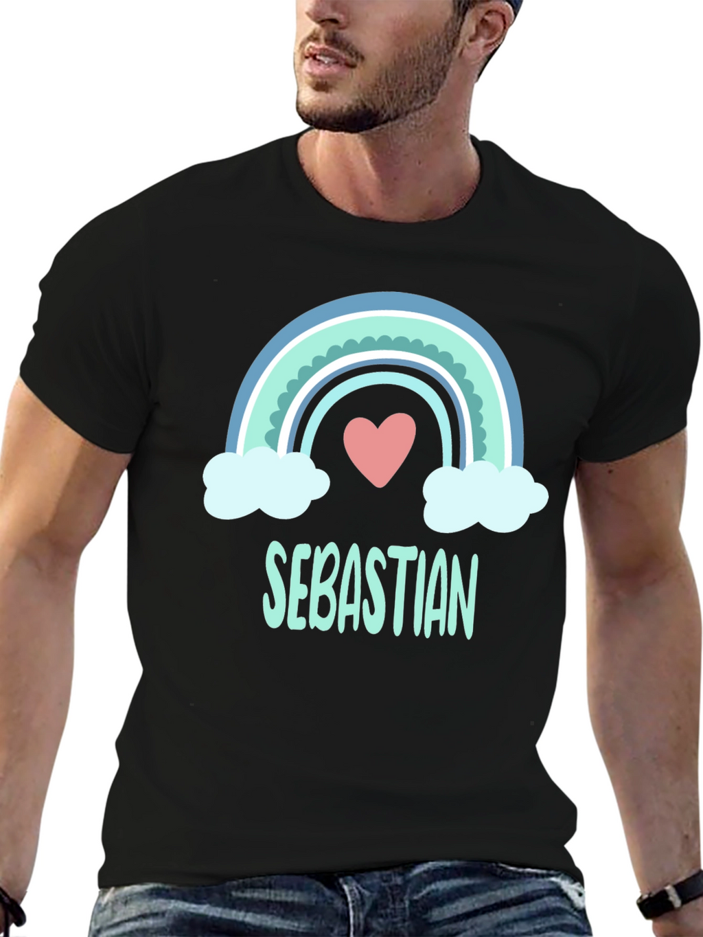 Rainbow Sebastian Custom Name T-Shirt