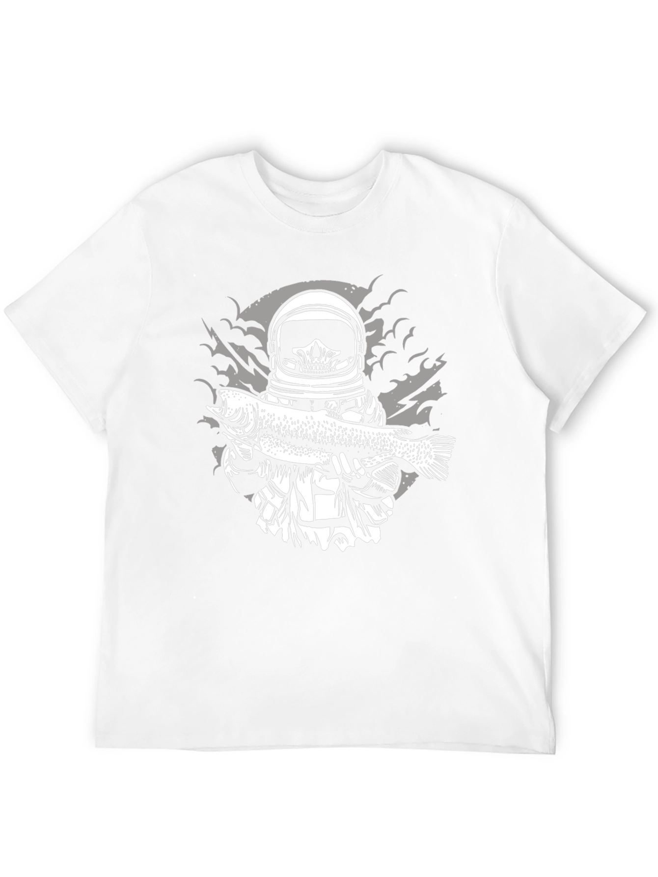 Astronaut Skeleton Fish Graphic Tee - Black