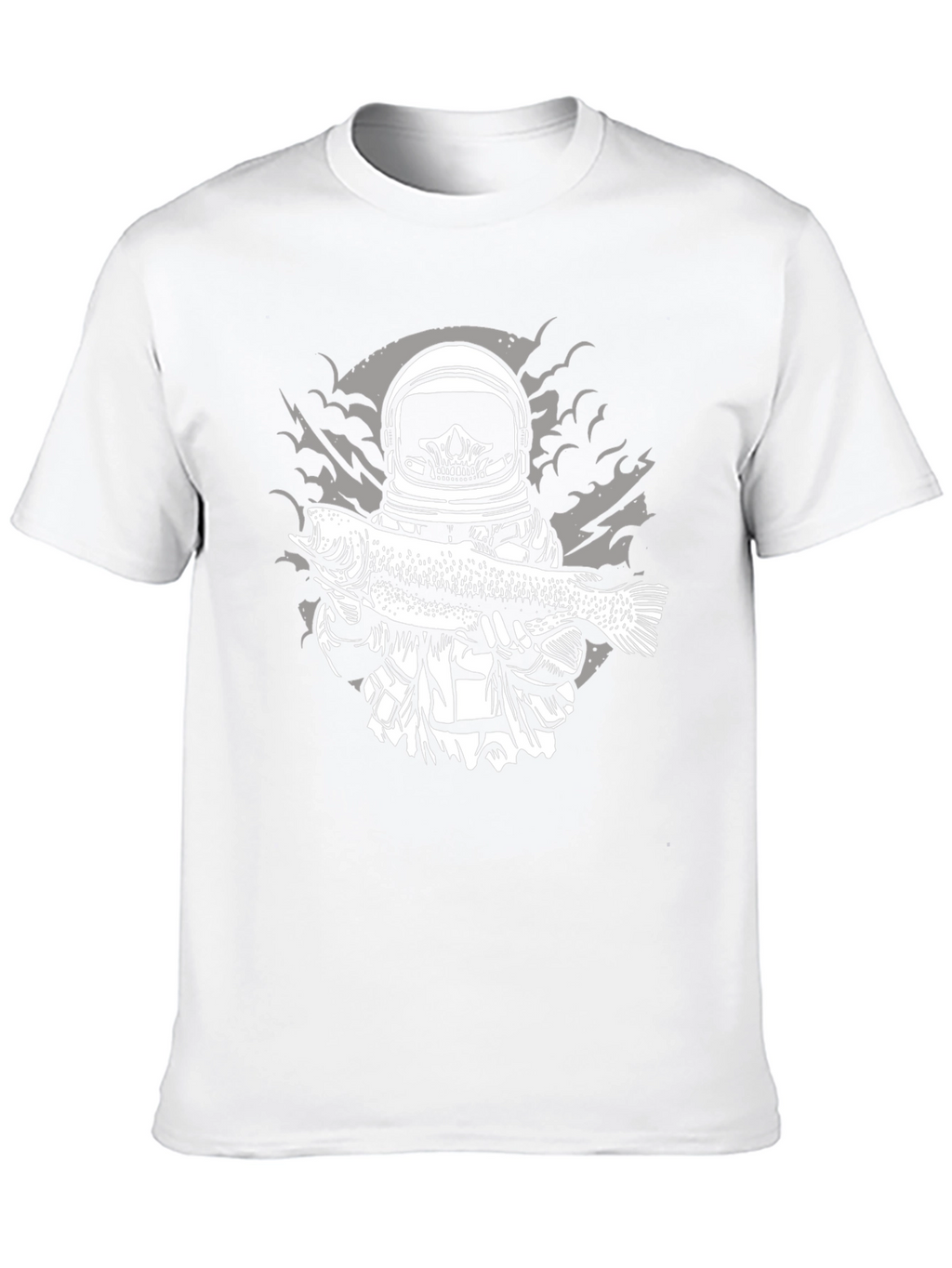 Astronaut Skeleton Fish Graphic Tee - Black