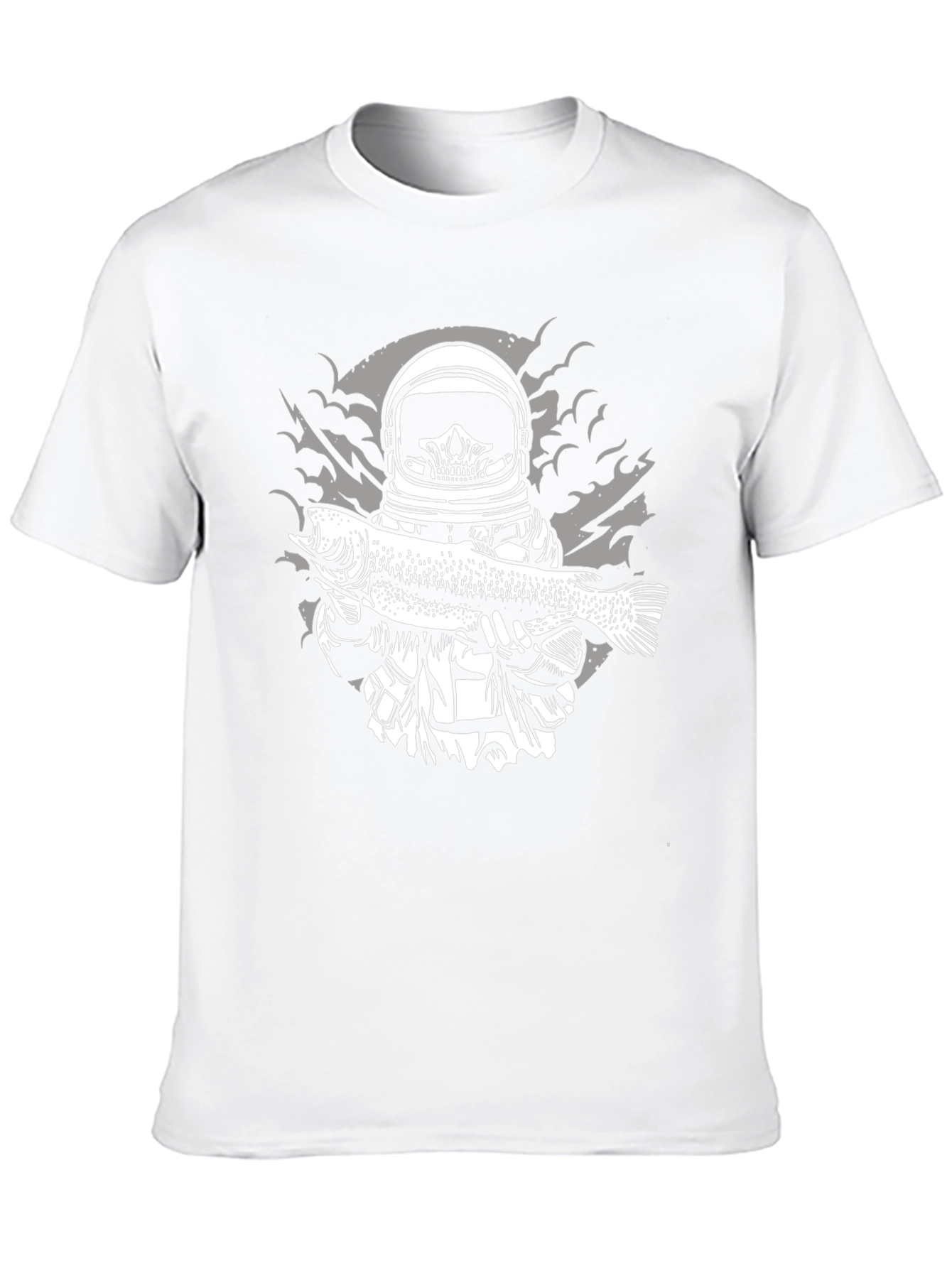 Astronaut Skeleton Fish Graphic Tee - Black