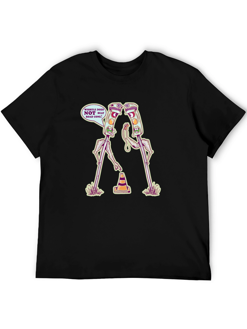 Funny Traffic Light vs Road Cone Cartoon T-Shirt