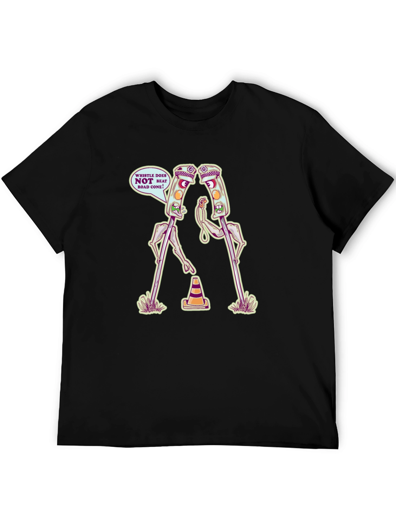 Funny Traffic Light vs Road Cone Cartoon T-Shirt