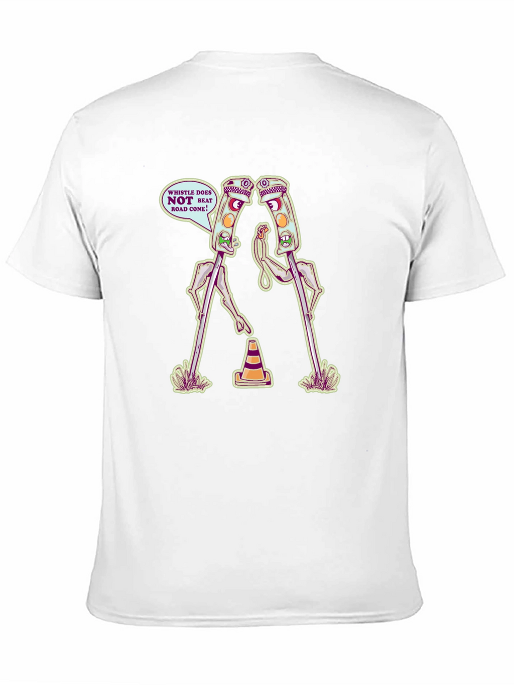 Funny Traffic Light vs Road Cone Cartoon T-Shirt