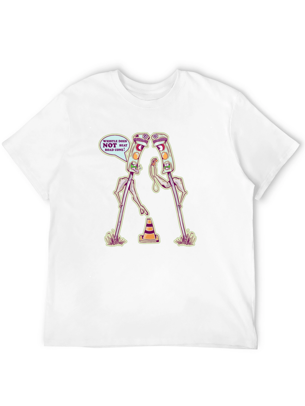 Funny Traffic Light vs Road Cone Cartoon T-Shirt