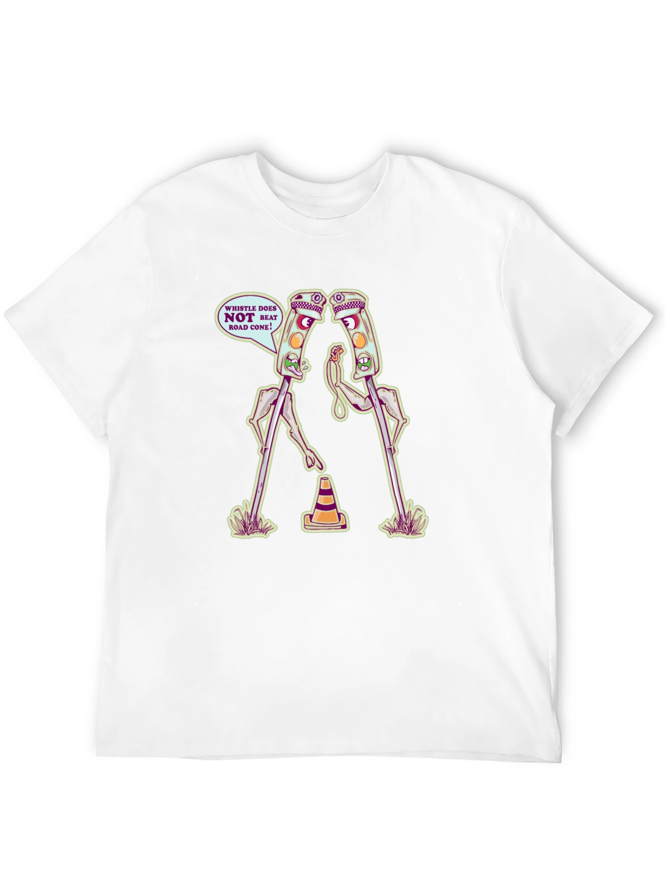 Funny Traffic Light vs Road Cone Cartoon T-Shirt