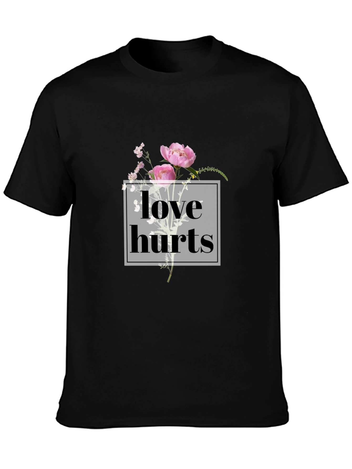 Love Hurts Floral Graphic Tee - Black