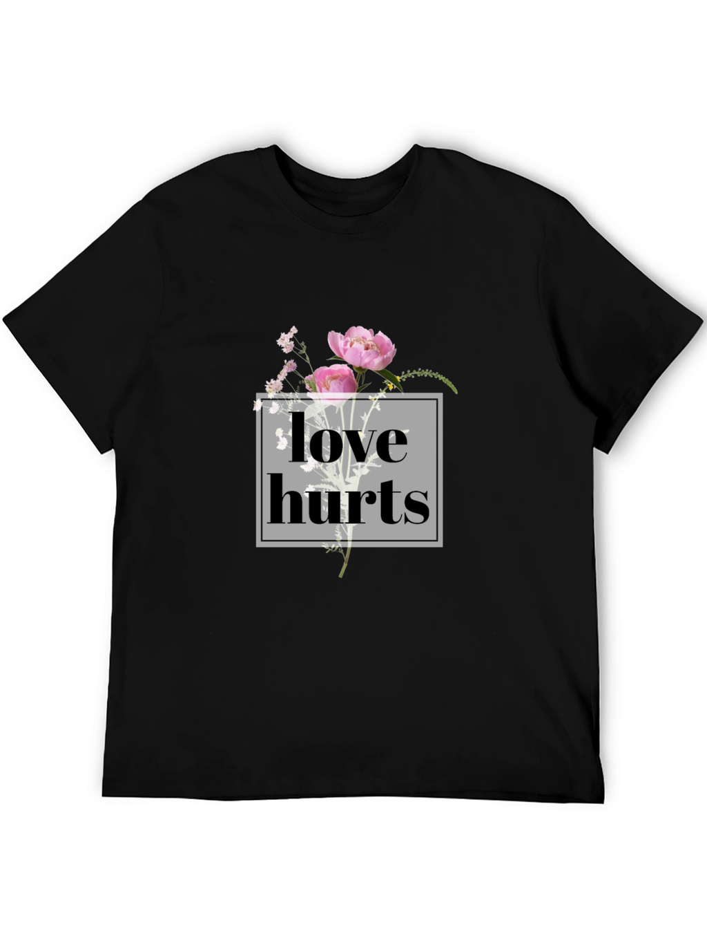 Love Hurts Floral Graphic Tee - Black