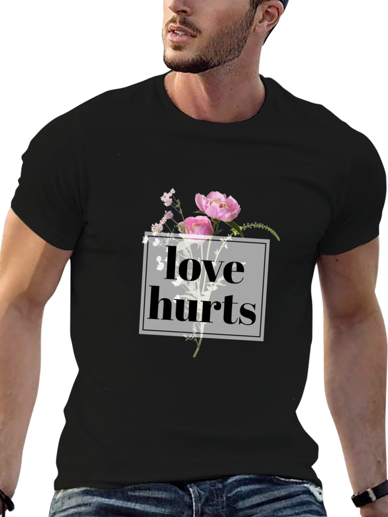 Love Hurts Floral Graphic Tee - Black