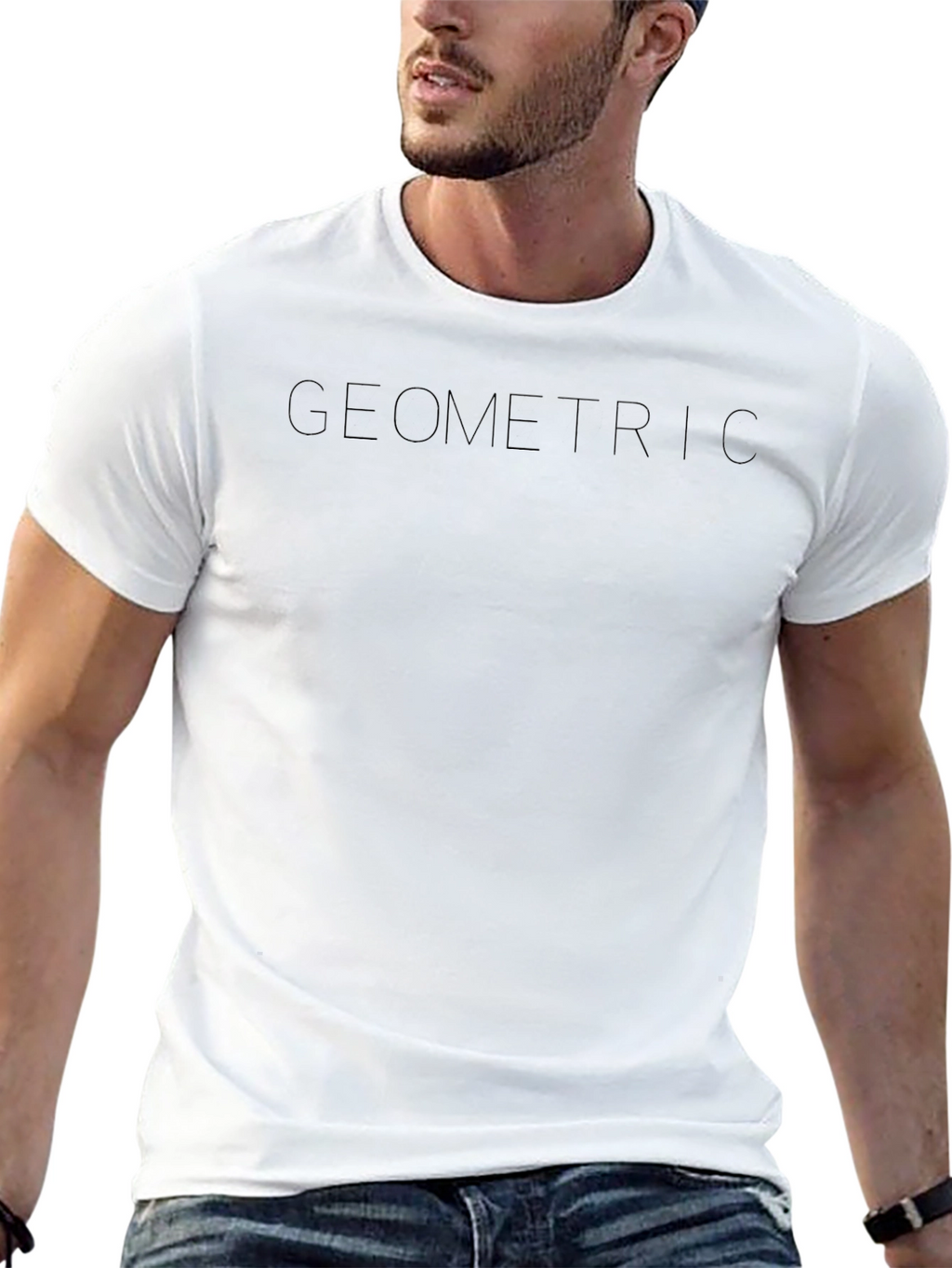 Geometric Print Black T-Shirt - Modern Casual Wear