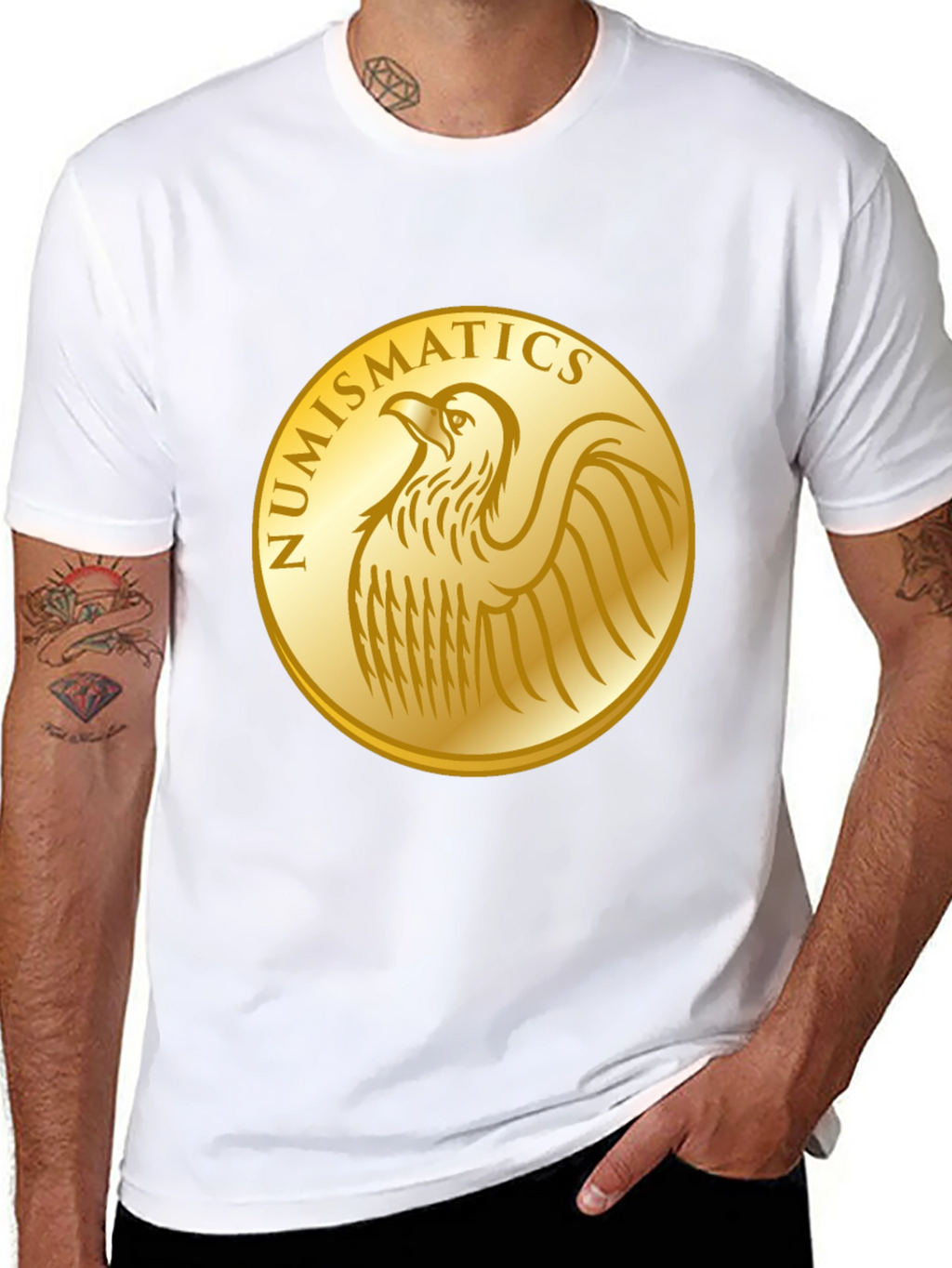 Numismatics Eagle Gold Coin Graphic Tee - Black