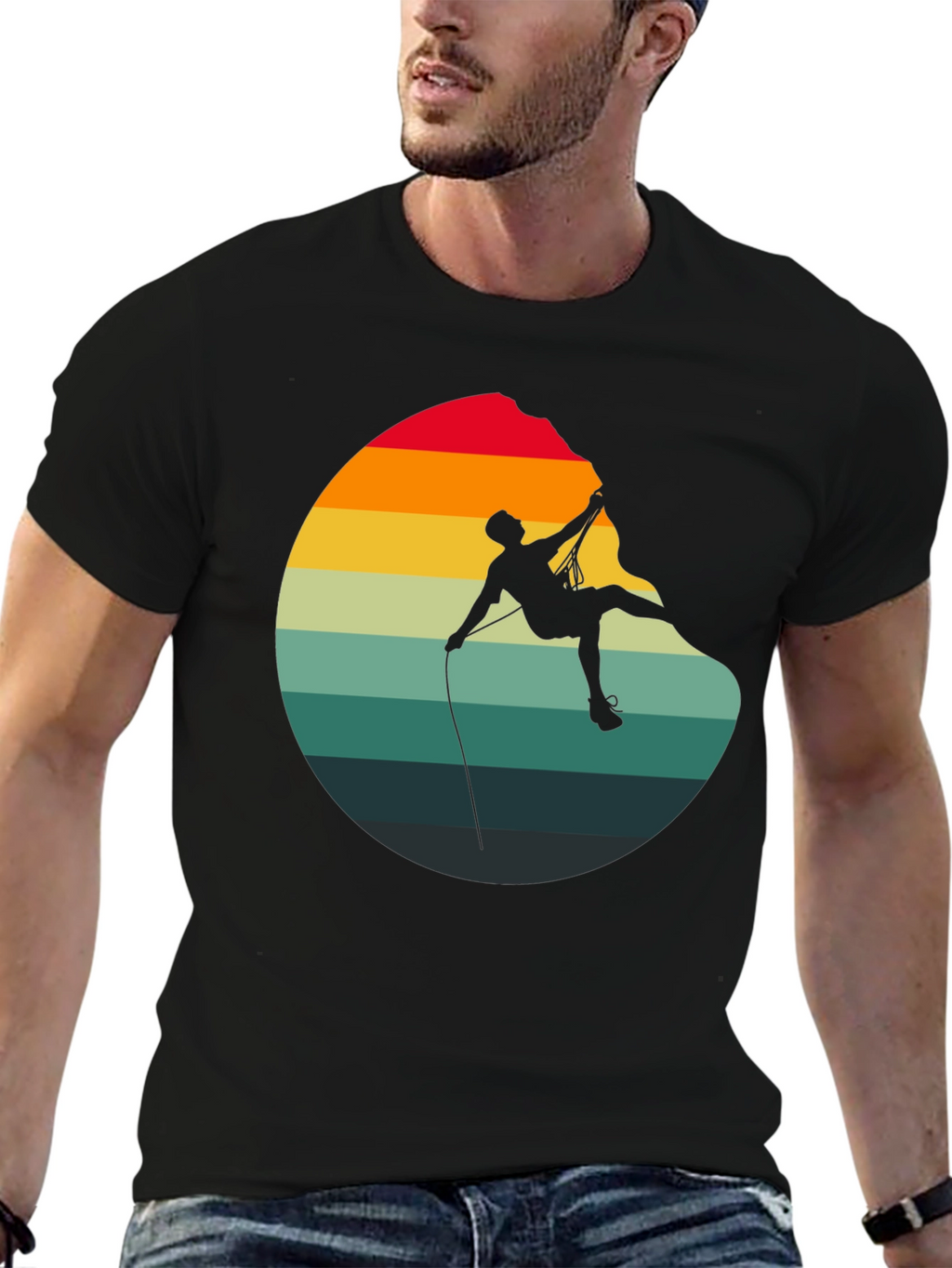 Retro Rock Climbing Graphic Tee - Black