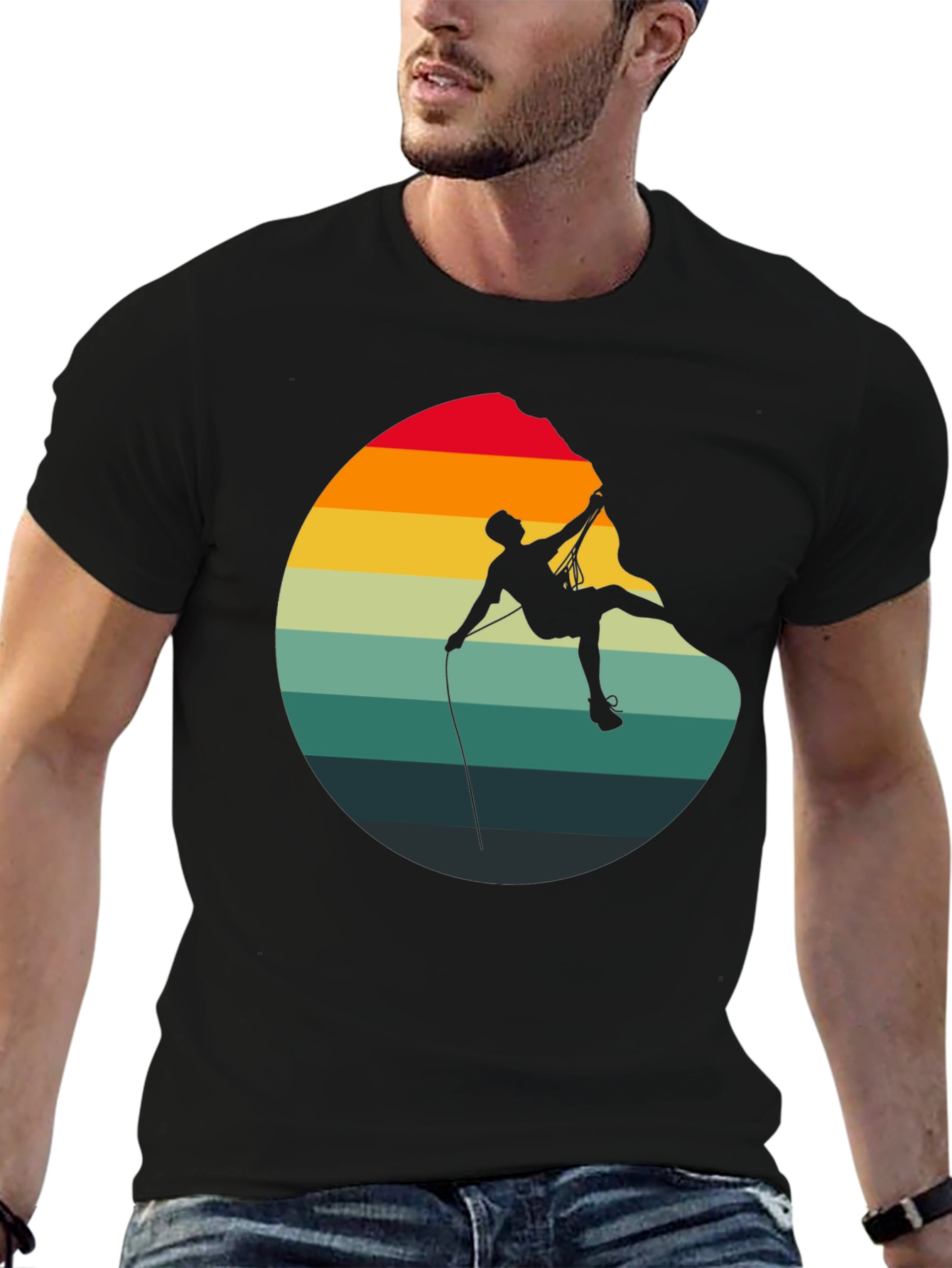 Retro Rock Climbing Graphic Tee - Black