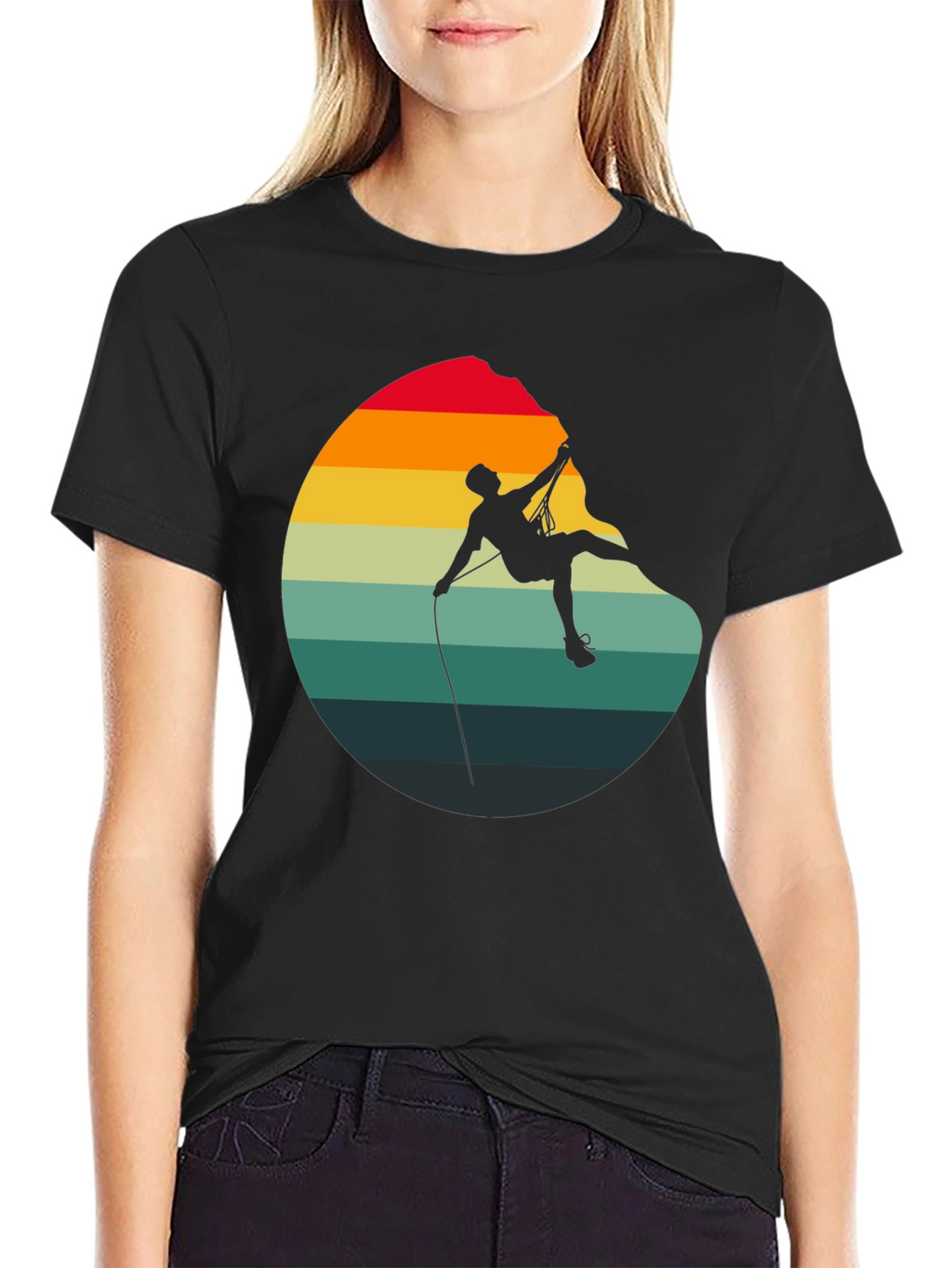 Retro Rock Climbing Graphic Tee - Black