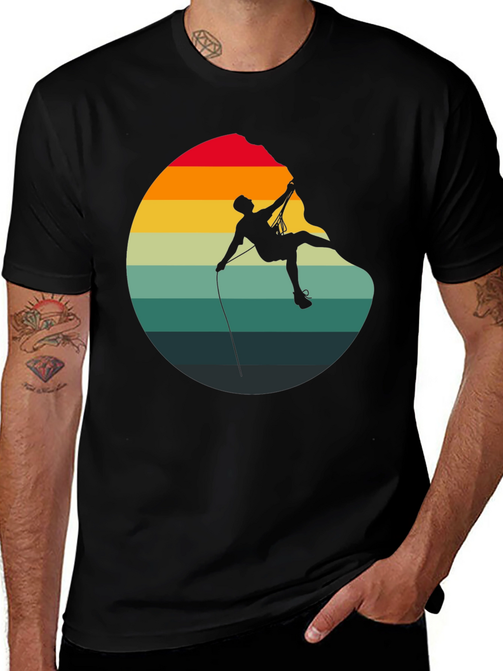 Retro Rock Climbing Graphic Tee - Black