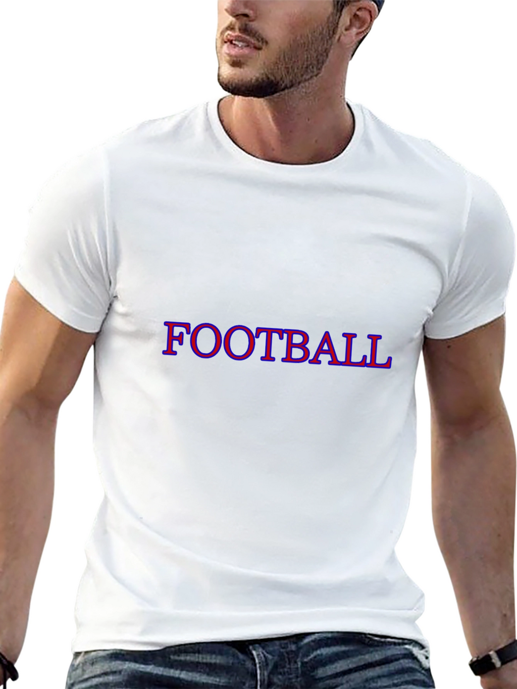 Football Graphic Tee - Black Cotton T-Shirt